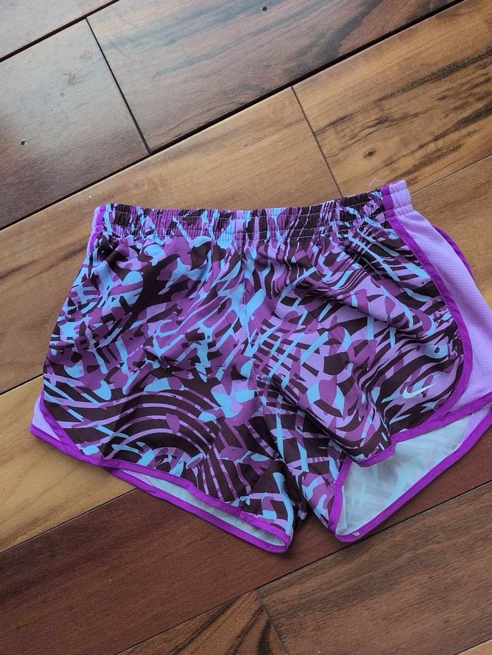 Nike Girls' Purple and Light Blue Print Athletic Shorts